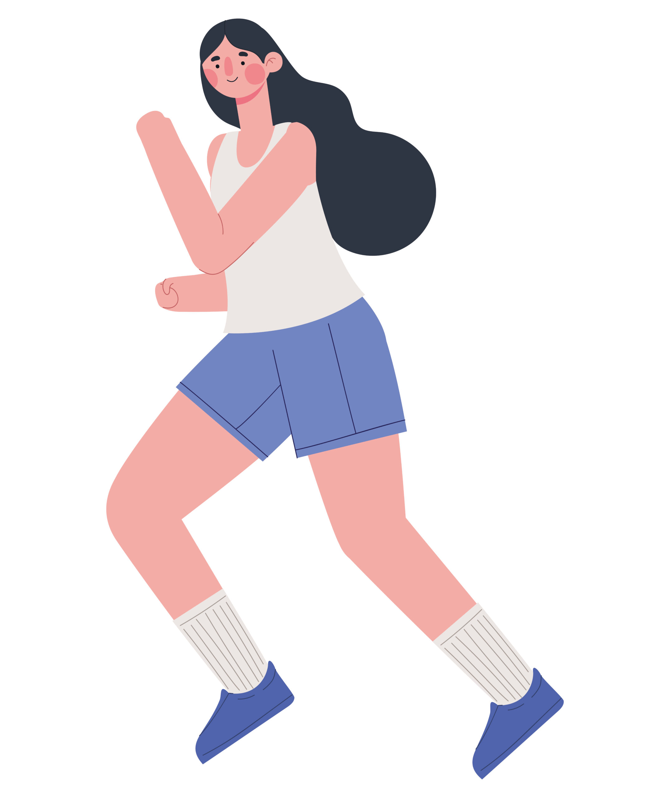 ilustración de una chica haciendo deporte sobre un fondo blanco